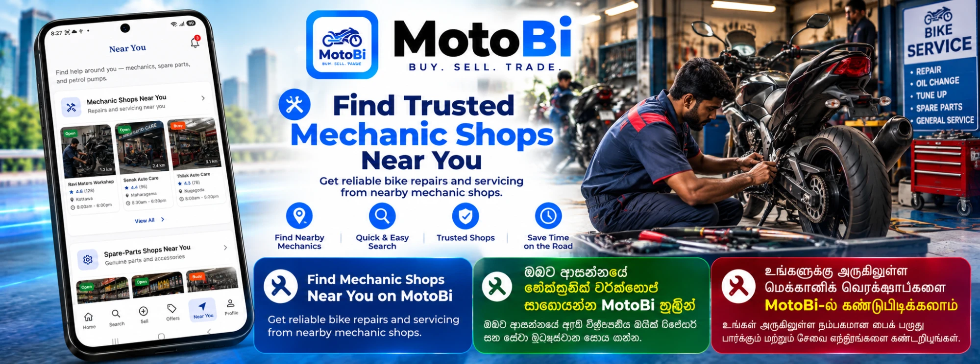 Find trusted mechanic shops near you on MotoBi for reliable repairs and servicing.